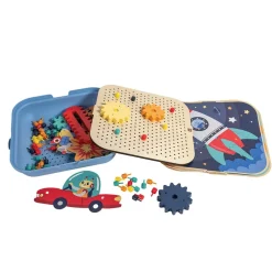 EUREKAKIDS Juego de engranajes con clavijas y formas de cartón - Dynamics Gears