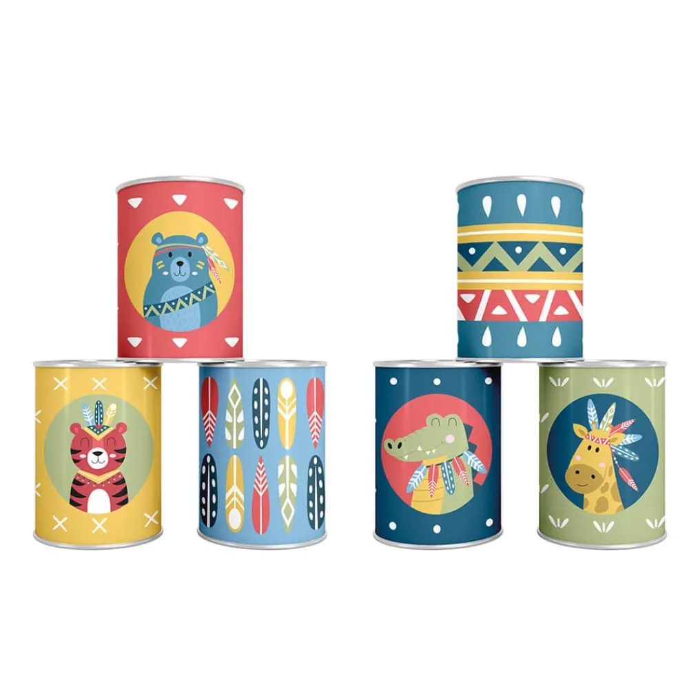 EUREKAKIDS Juego de latas para practicar la puntería – Tribal Tin Can Alley