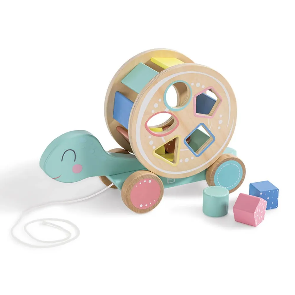 EUREKAKIDS Juguete arrastrable de madera con bloques - Tortuga