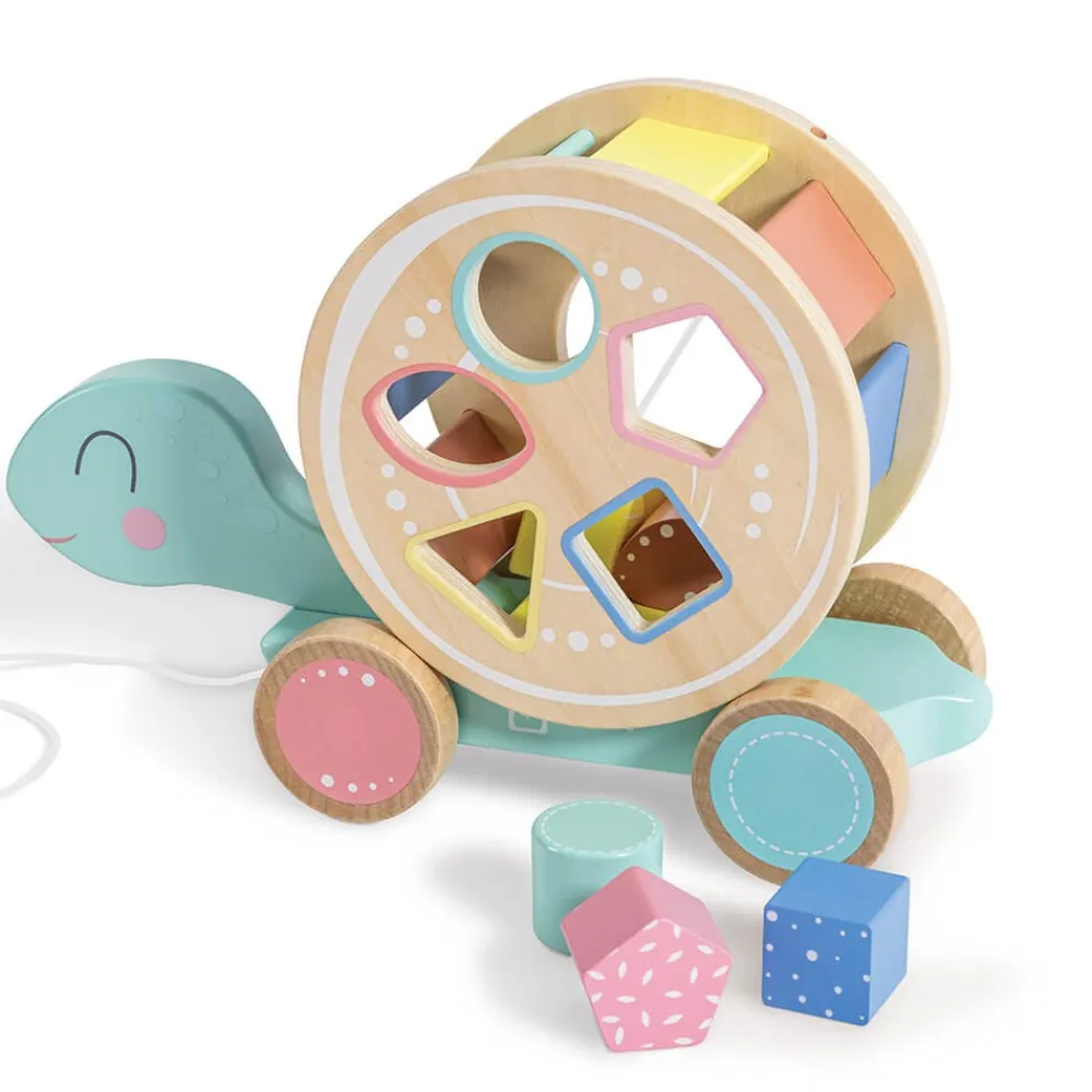 EUREKAKIDS Juguete arrastrable de madera con bloques - Tortuga