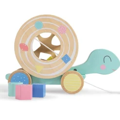 EUREKAKIDS Juguete arrastrable de madera con bloques - Tortuga