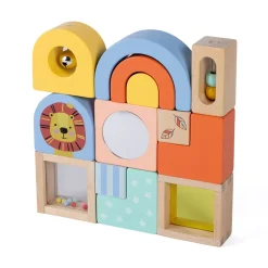 EUREKAKIDS Juguete de construcción sensorial de madera - 13 piezas