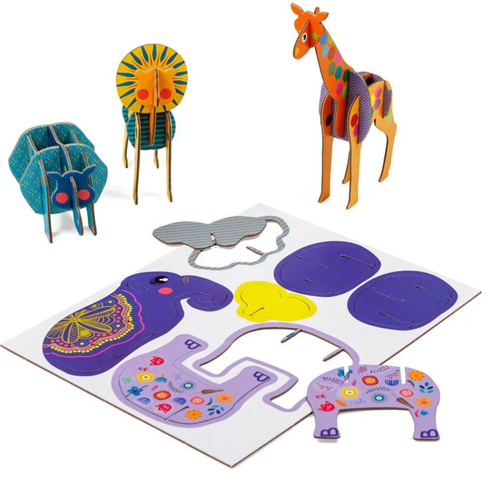 EUREKAKIDS Láminas para construir animales 3D de cartón – Jungle Animals