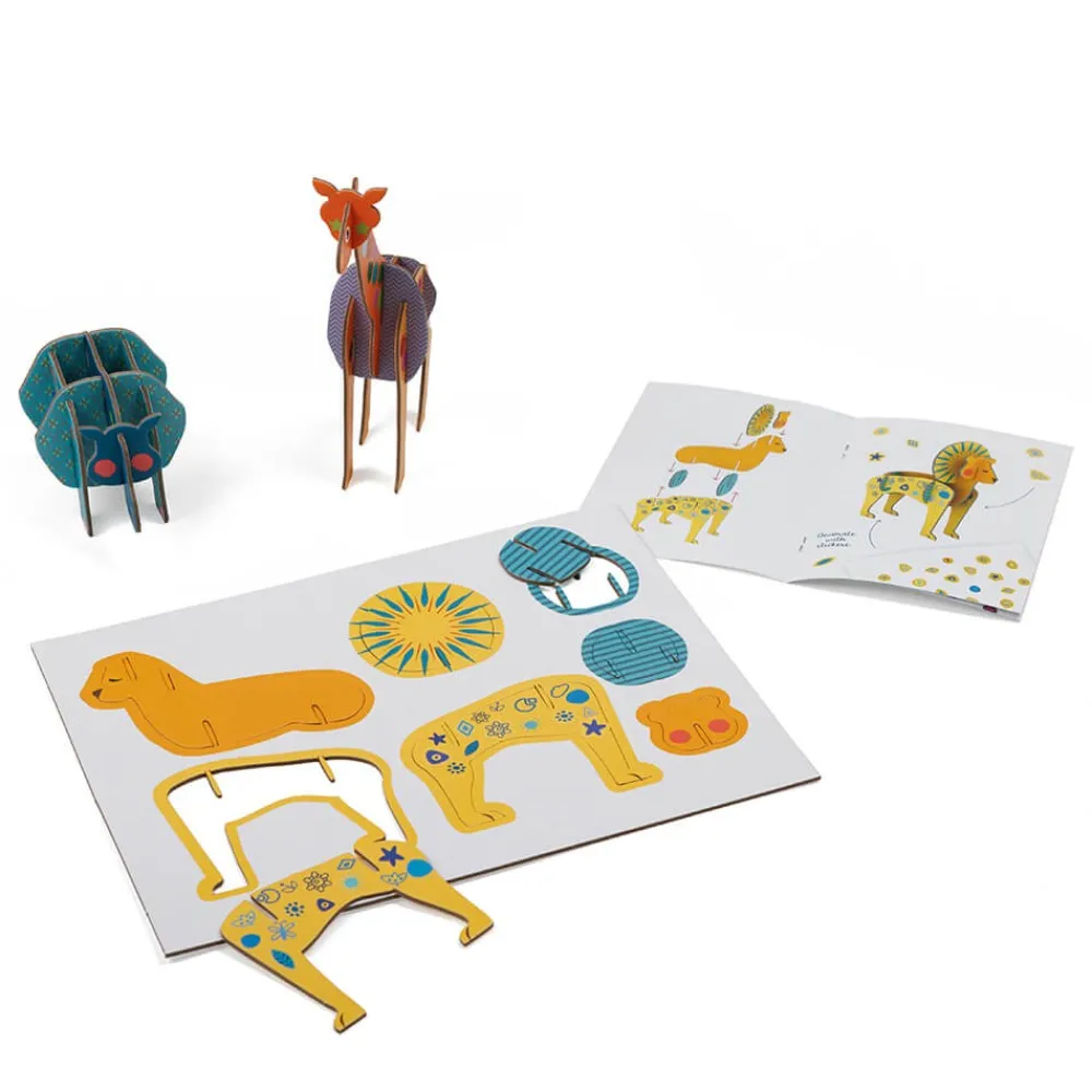 EUREKAKIDS Láminas para construir animales 3D de cartón – Jungle Animals