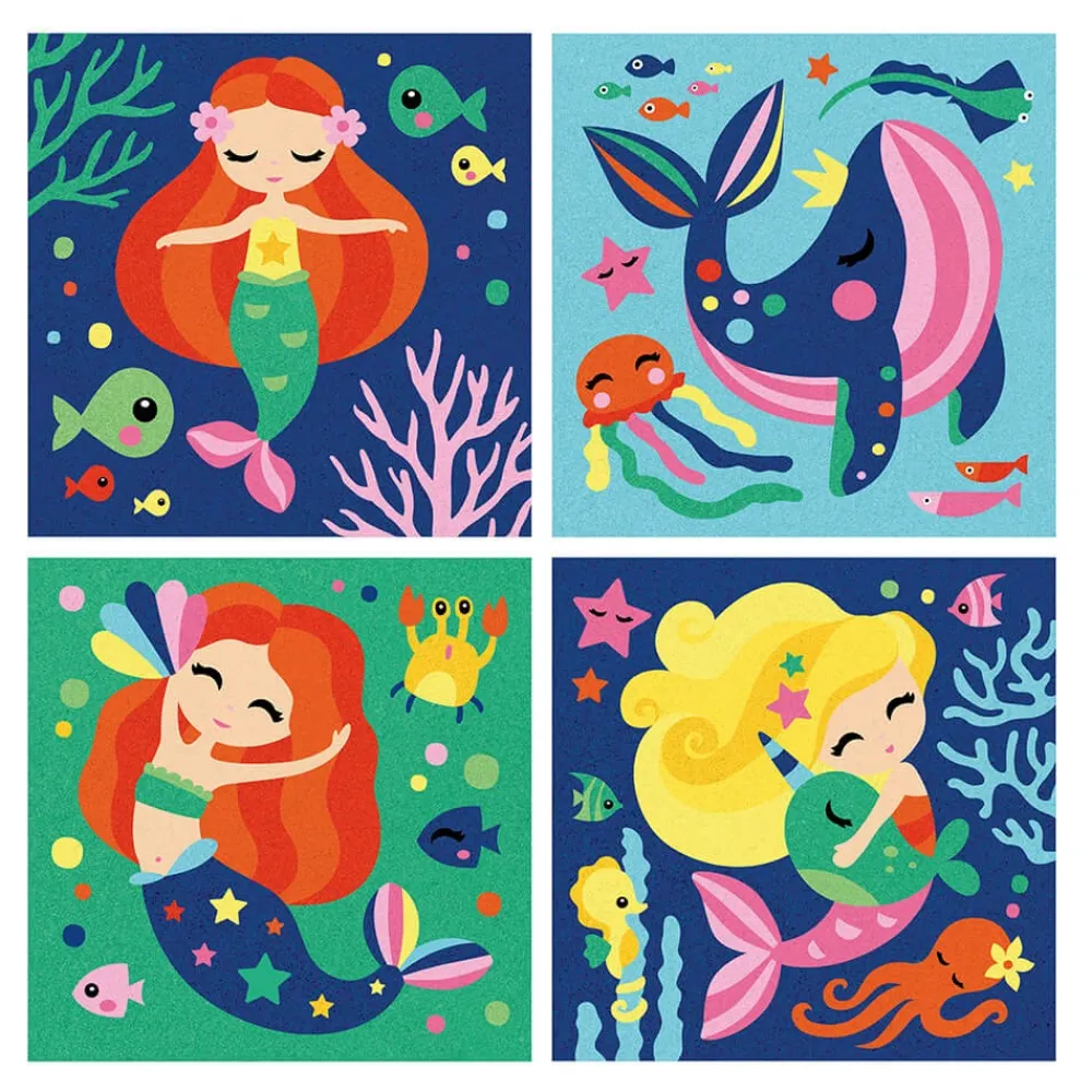 EUREKAKIDS Láminas para pintar con arena de colores – Sirenas