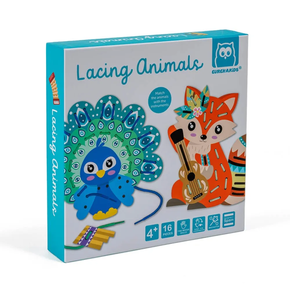 EUREKAKIDS Láminas para trazar con hilos de colores – Lacing Animals