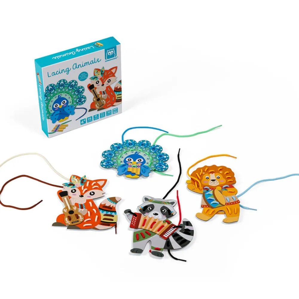 EUREKAKIDS Láminas para trazar con hilos de colores – Lacing Animals