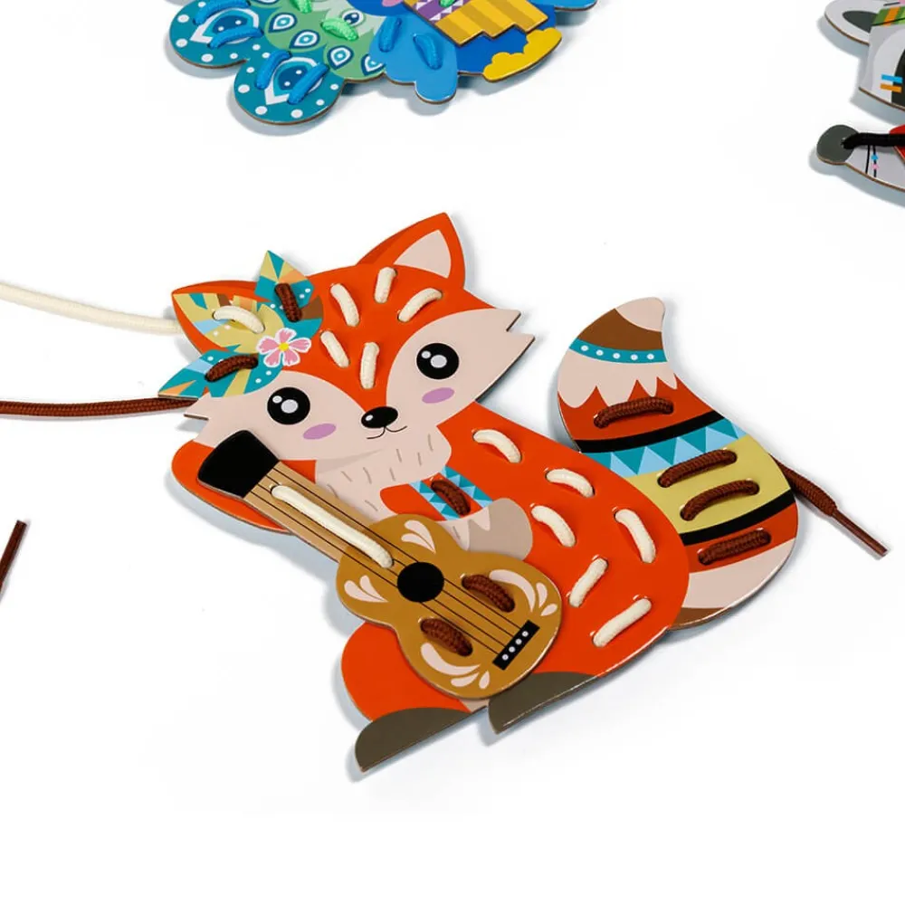 EUREKAKIDS Láminas para trazar con hilos de colores – Lacing Animals