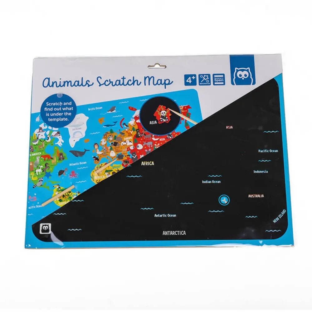 EUREKAKIDS Mapa animales del mundo para rascar Scratch Art