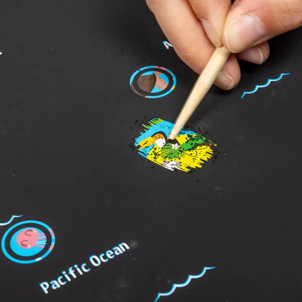 EUREKAKIDS Mapa animales del mundo para rascar Scratch Art