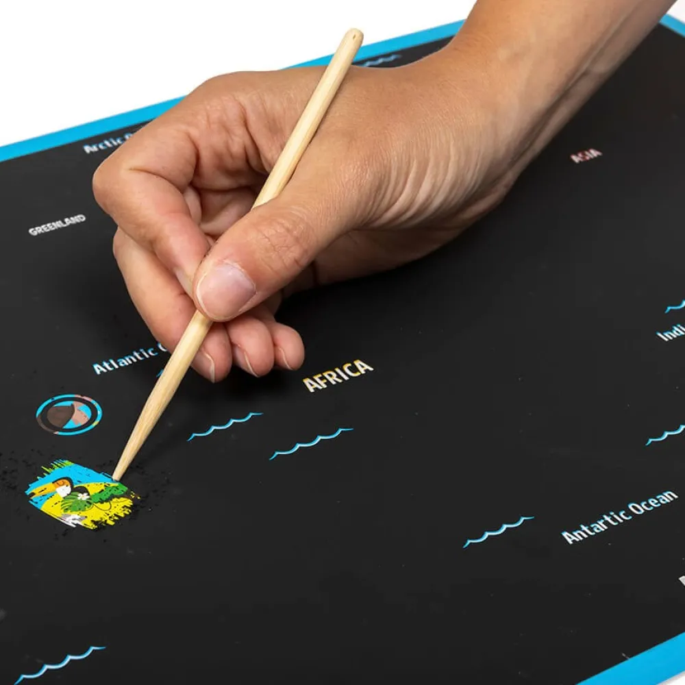 EUREKAKIDS Mapa animales del mundo para rascar Scratch Art