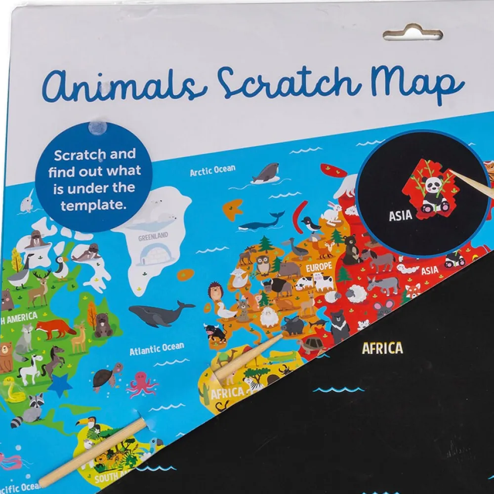 EUREKAKIDS Mapa animales del mundo para rascar Scratch Art