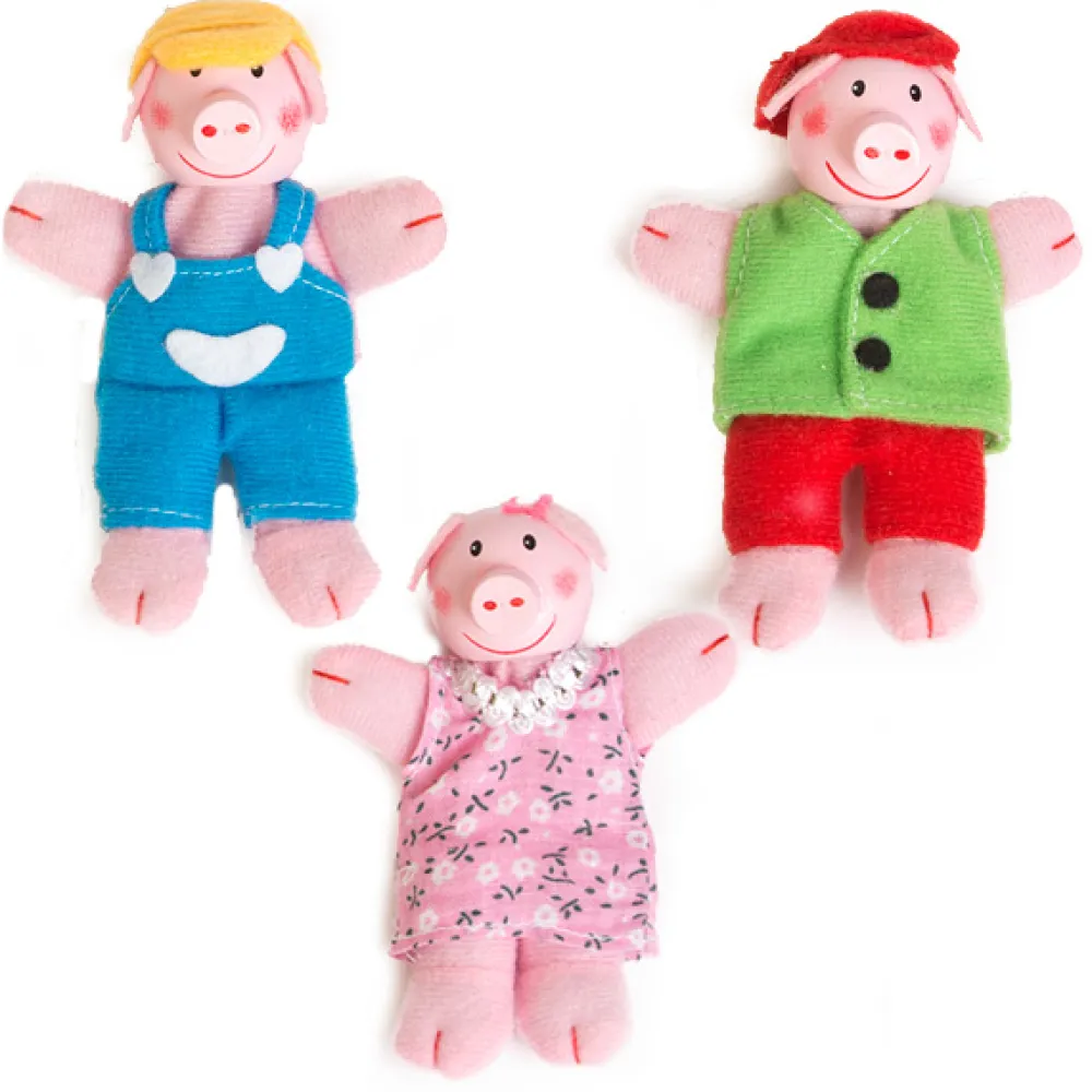 EUREKAKIDS Marionetas de dedo de los 3 cerditos y el lobo 11cm