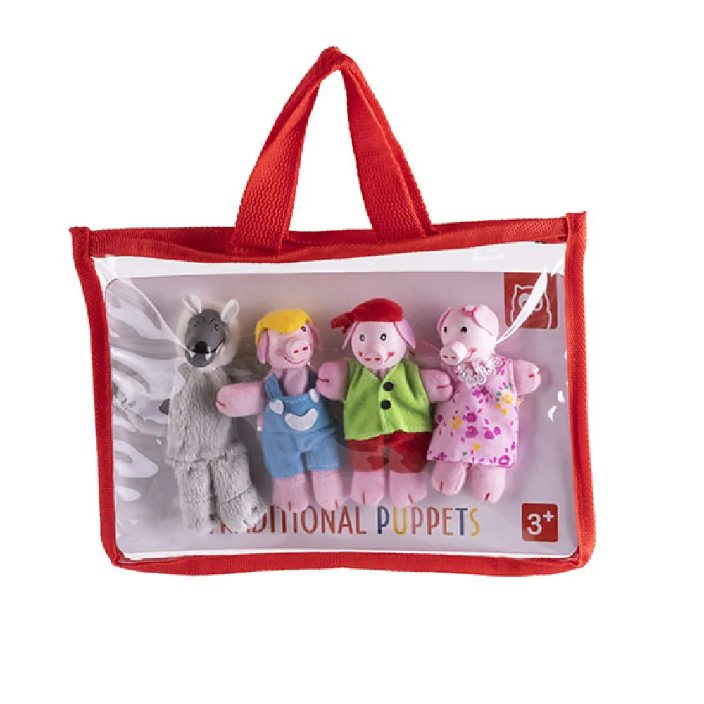 EUREKAKIDS Marionetas de dedo de los 3 cerditos y el lobo 11cm