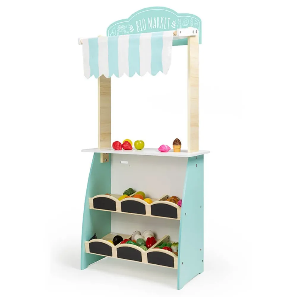 EUREKAKIDS Mercadito de madera y salón para tomar el café