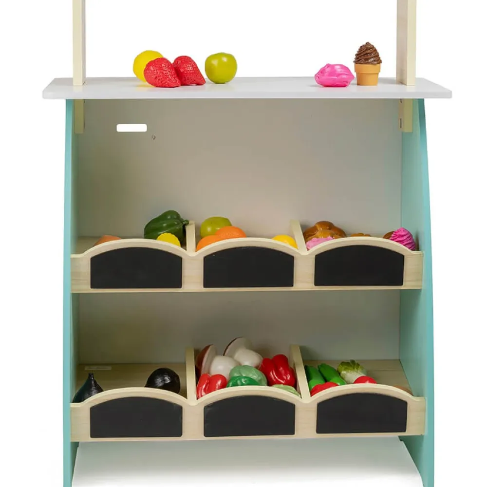 EUREKAKIDS Mercadito de madera y salón para tomar el café