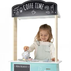 EUREKAKIDS Mercadito de madera y salón para tomar el café