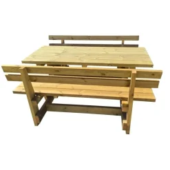 MASGAMES Mesa de madera de exterior CALELLA con bancos con respaldo VIC