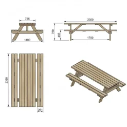 MASGAMES Mesa de Picnic Munich XL 235cm largo
