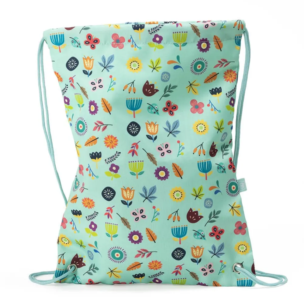 EUREKAKIDS Mochila de cuerdas y mochila saco infantil con estampado de flores
