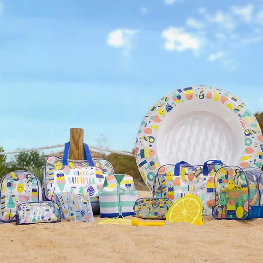 EUREKAKIDS Mochila de playa transparente con base de red color naranja