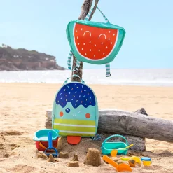 EUREKAKIDS Mochila infantil de tela con red trasera y forma de sandía