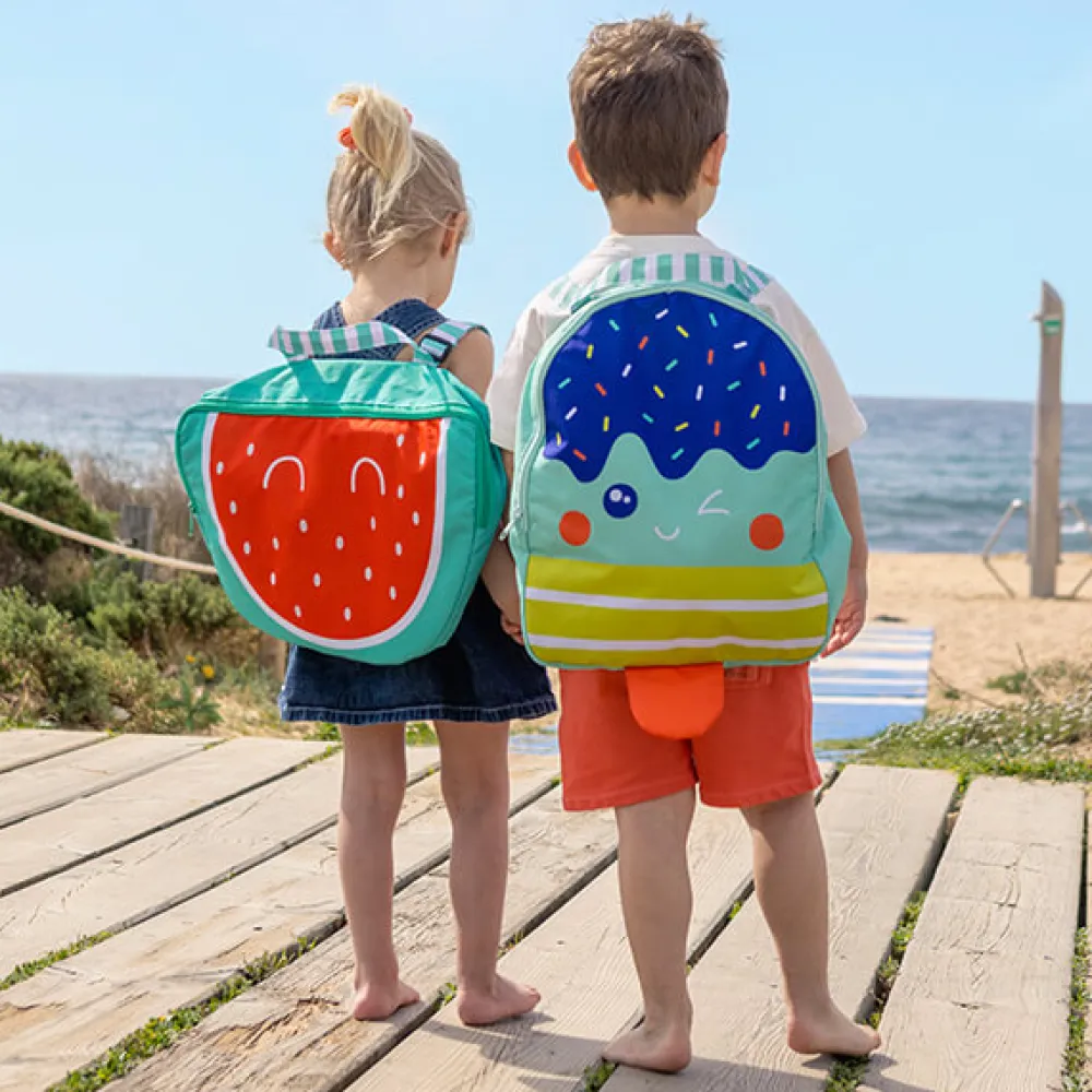 EUREKAKIDS Mochila infantil de tela con red trasera y forma de helado