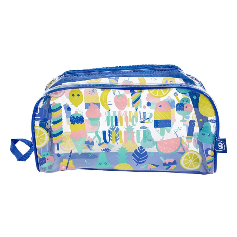 EUREKAKIDS Neceser de playa con diseño transparente color rosa