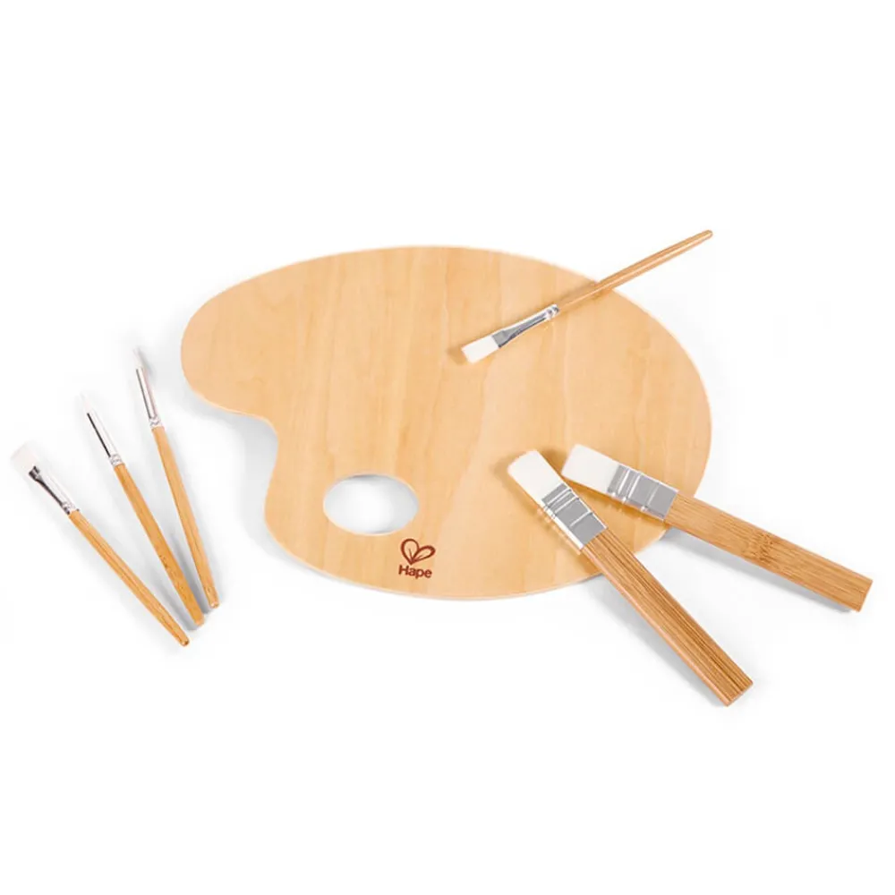 HAPE Paleta artística de madera con 6 pinceles