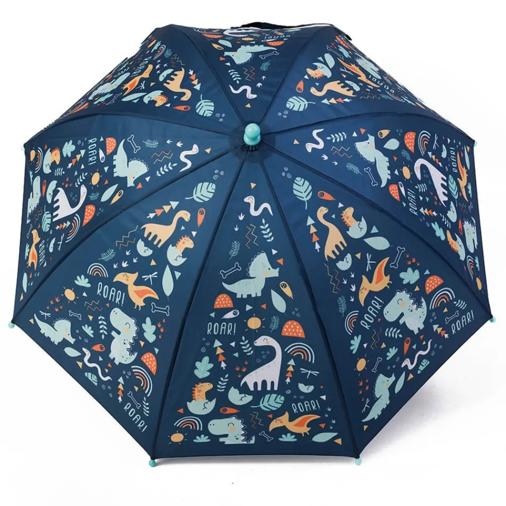 EUREKAKIDS Paraguas infantil azul con estampado de dinosaurios