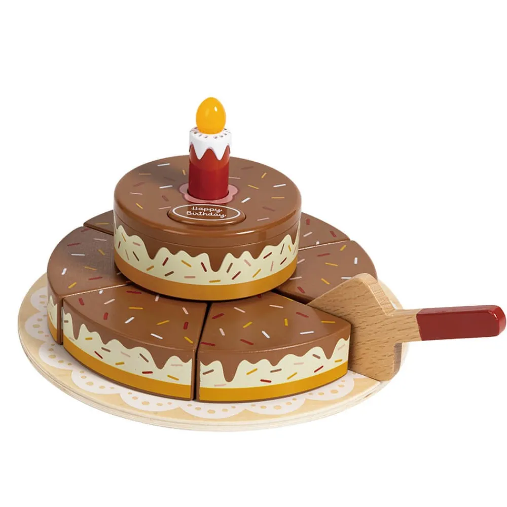 EUREKAKIDS Pastel de cumpleaños interactivo de madera