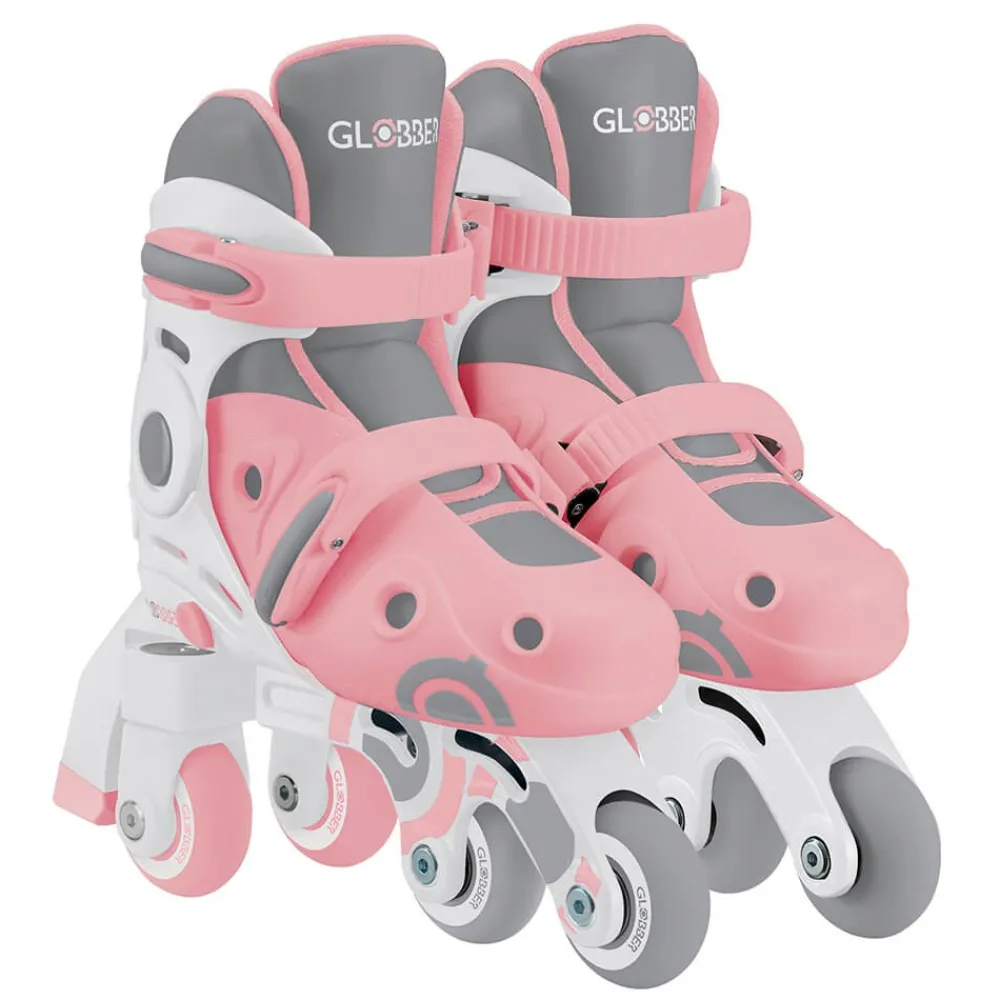 GLOBBER Patines evolutivos 2 en 1 para patinar en linea - Talla 30-33 color rosa pastel
