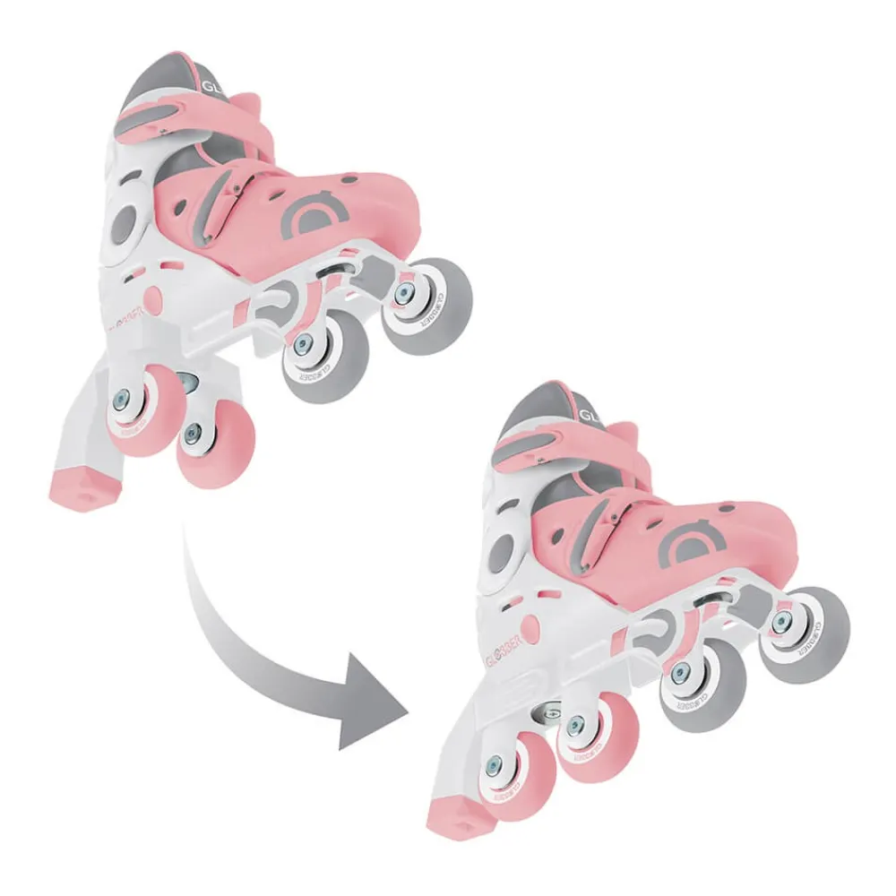 GLOBBER Patines evolutivos 2 en 1 para patinar en linea - Talla 30-33 color rosa pastel