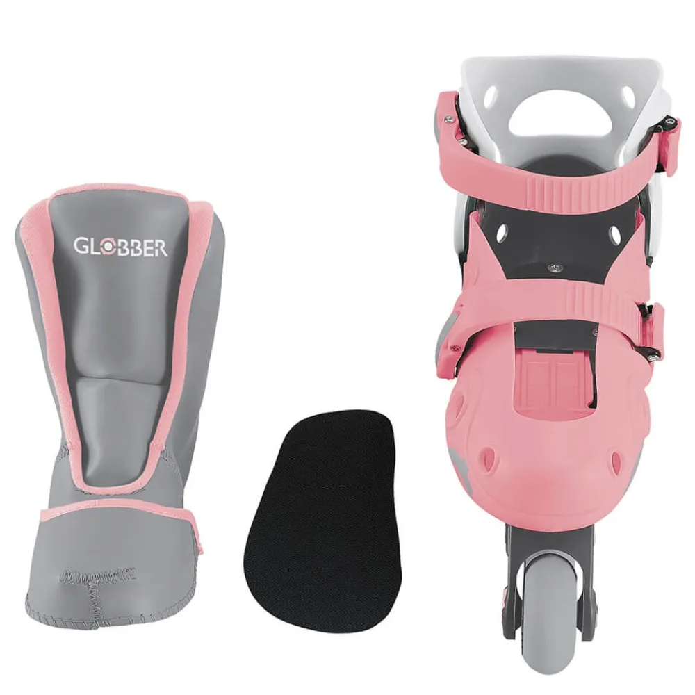 GLOBBER Patines evolutivos 2 en 1 para patinar en linea - Talla 30-33 color rosa pastel