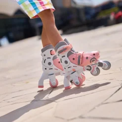 GLOBBER Patines evolutivos 2 en 1 para patinar en linea - Talla 30-33 color rosa pastel