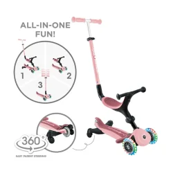 GLOBBER Patinete GO UP ACTIVE LUCES 360º - Pastel Pink