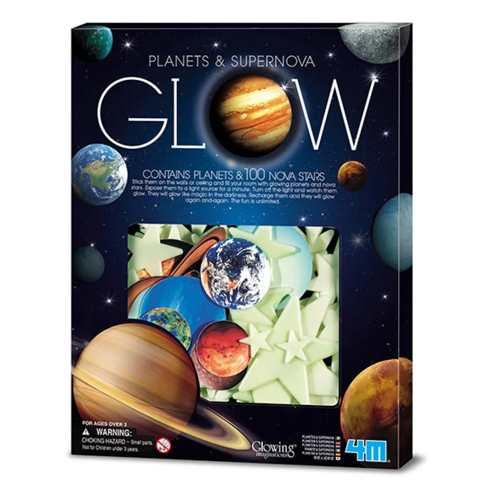 4M Pegatinas brillantes de planetas y estrellas para decorar - 100 piezas