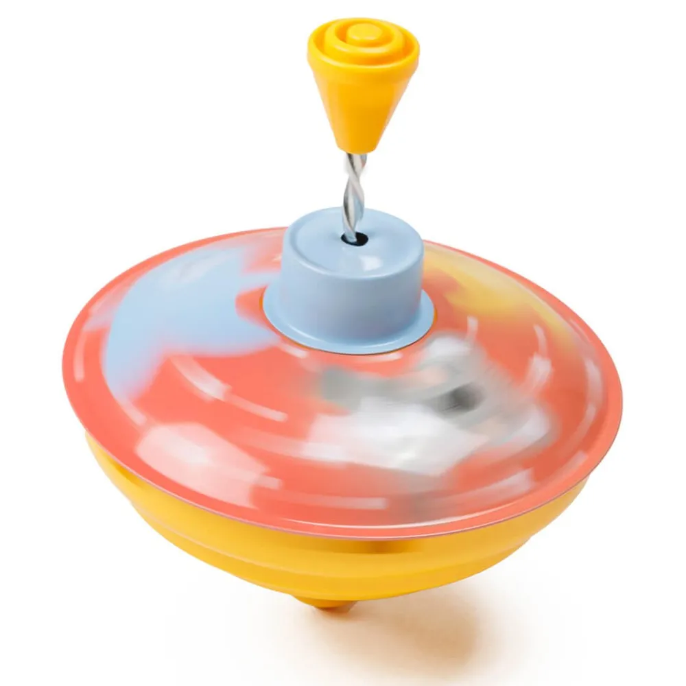 EUREKAKIDS Peonza metálica con varilla de activación color naranja – Wild