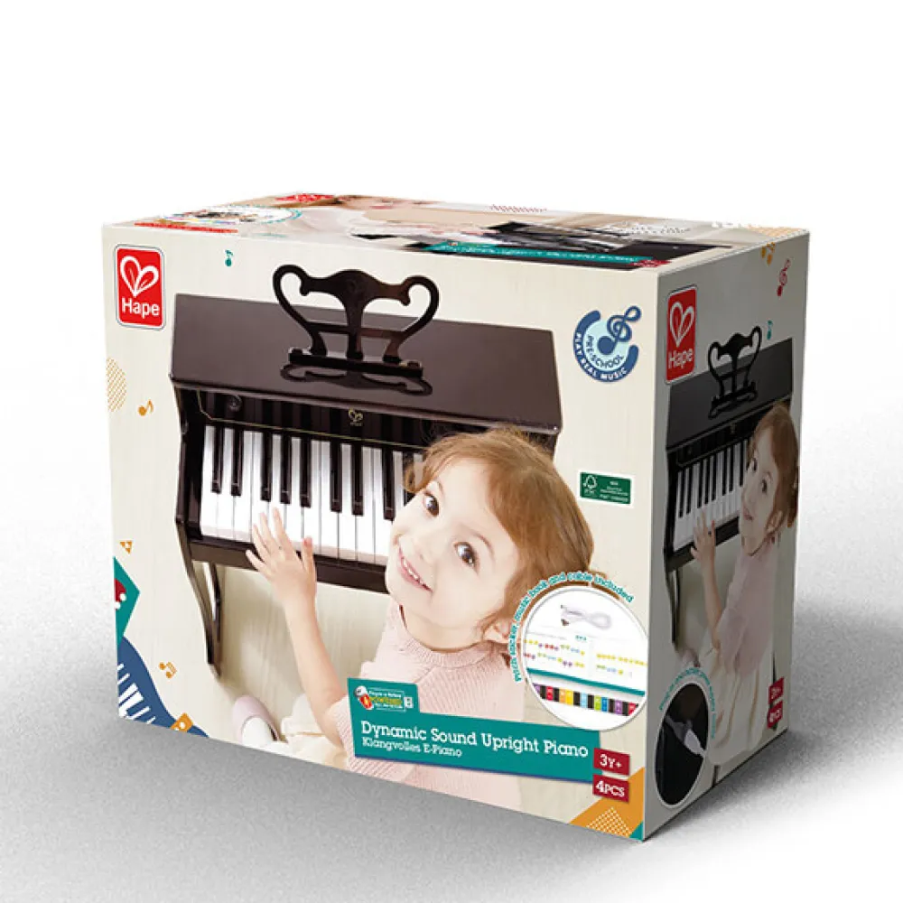 HAPE Piano vertical con sonido dinámico color negro