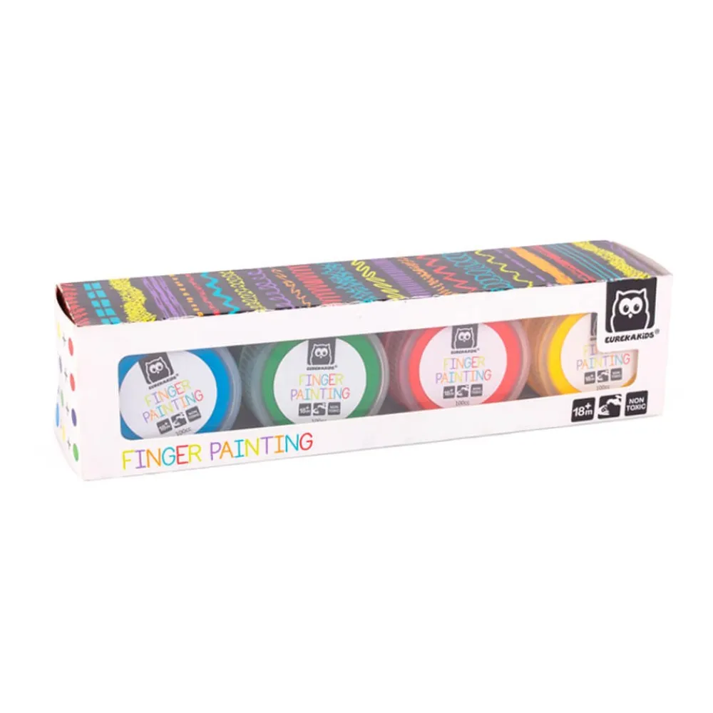 EUREKAKIDS Pintura de dedos de 4 colores - azul, amarillo, verde y rojo