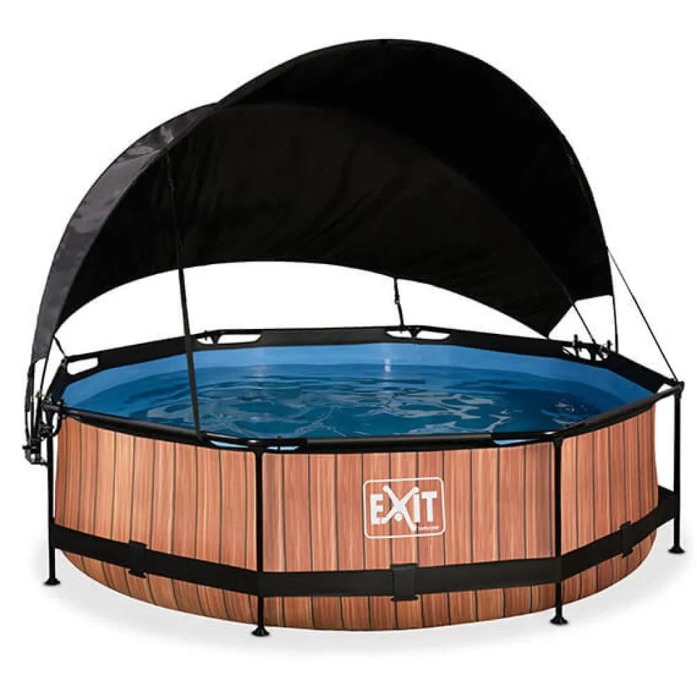 Exit Toys Piscina redonda de 300 x 76cm color marrón con toldo y bomba de filtro