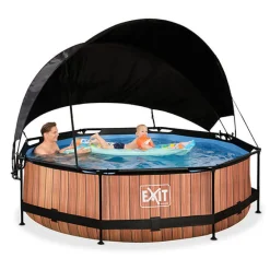 Exit Toys Piscina redonda de 300 x 76cm color marrón con toldo y bomba de filtro