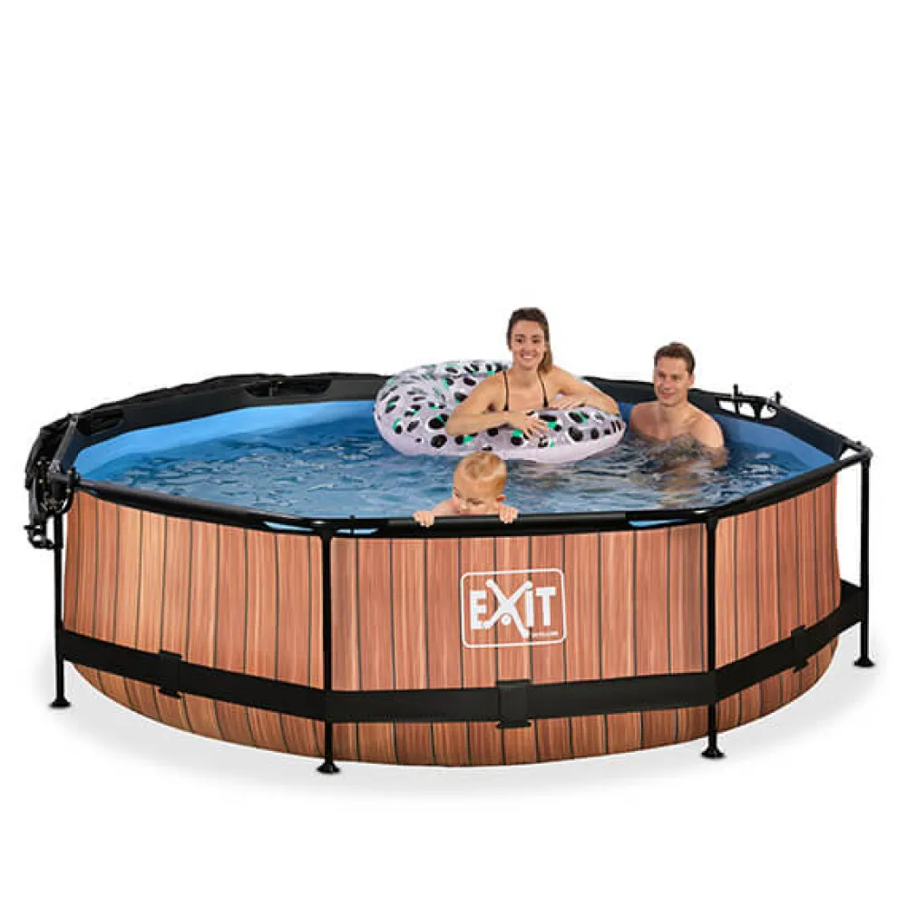 Exit Toys Piscina redonda de 300 x 76cm color marrón con toldo y bomba de filtro