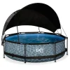 Exit Toys Piscina redonda de 300 x 76cm color gris con toldo y bomba de filtración