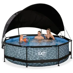 Exit Toys Piscina redonda de 300 x 76cm color gris con toldo y bomba de filtración