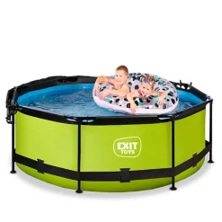Exit Toys Piscina redonda de 244 x 76cm color verde lima con toldo y bomba de filtración