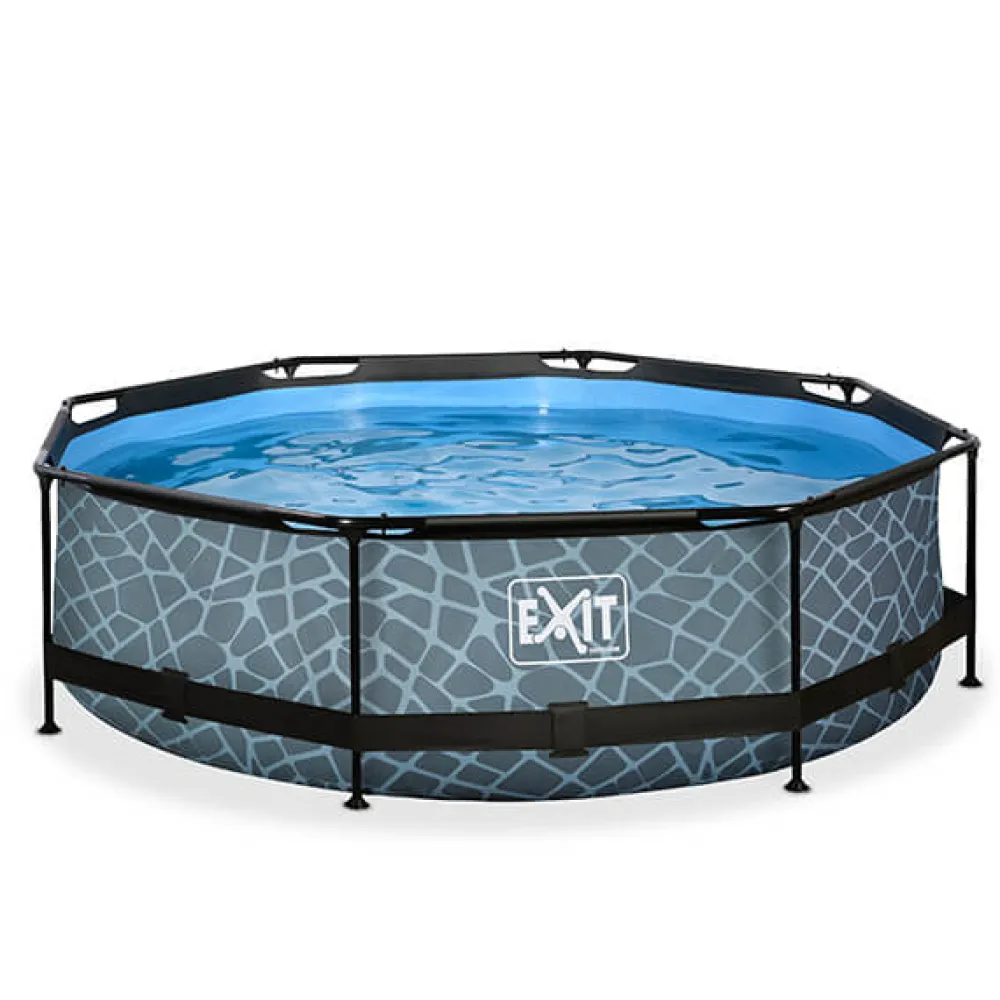 Exit Toys Piscina redonda de 300 x 76cm color gris con bomba de filtración