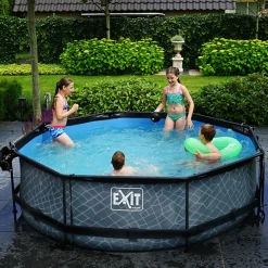 Exit Toys Piscina redonda de 300 x 76cm color gris con bomba de filtración