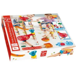 HAPE Pista de Canicas de madera de 128 piezas - Trucos y Giros