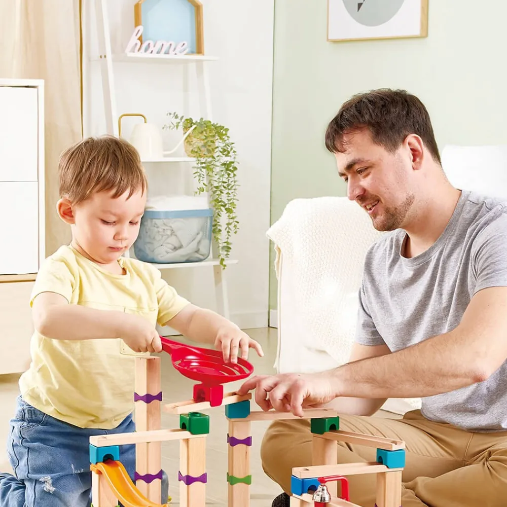 HAPE Pista de Canicas de madera de 128 piezas - Trucos y Giros